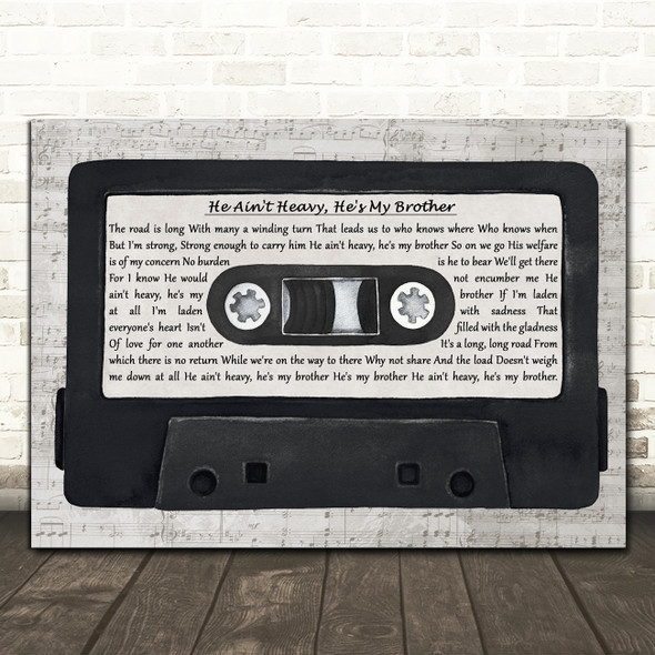 The Hollies He Ain't Heavy, He's My Brother Music Script Cassette Tape Song Lyric Print