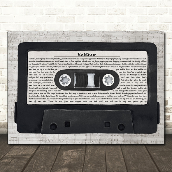 Blondie Rapture Music Script Cassette Tape Decorative Wall Art Gift Song Lyric Print