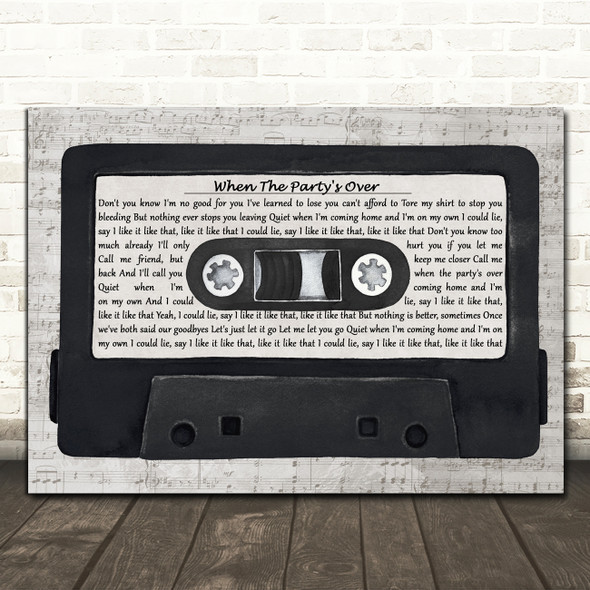 Billie Eilish When The Party's Over Music Script Cassette Tape Song Lyric Print