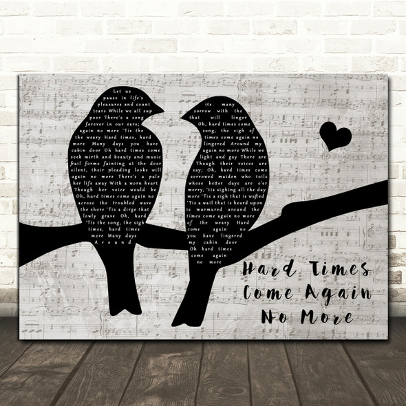 Nanci Griffith Hard Times Come Again No More Lovebirds Music Script Wall Art Gift Song Lyric Print