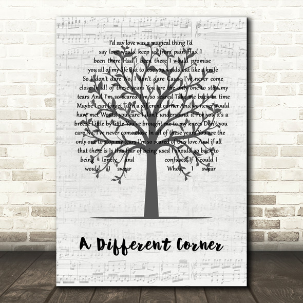 George Michael A Different Corner Music Script Tree Decorative Wall Art Gift Song Lyric Print
