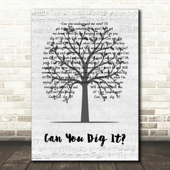 The Mock Turtles Can You Dig It Music Script Tree Decorative Wall Art Gift Song Lyric Print