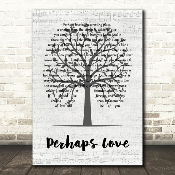 John Denver Perhaps Love Music Script Tree Decorative Wall Art Gift Song Lyric Print