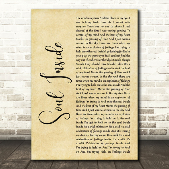 Soft Cell Soul Inside Rustic Script Decorative Wall Art Gift Song Lyric Print