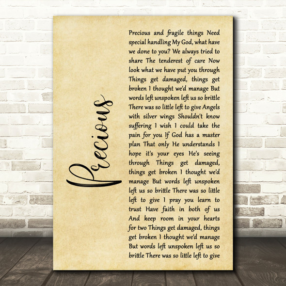 Depeche Mode Precious Rustic Script Decorative Wall Art Gift Song Lyric Print