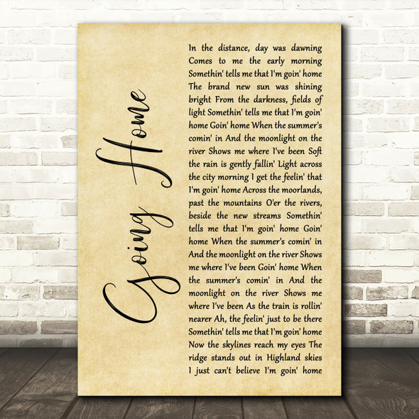 Runrig Going Home Rustic Script Decorative Wall Art Gift Song Lyric Print