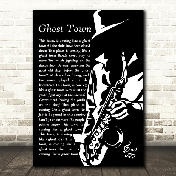 The Specials Ghost Town Black & White Saxophone Player Decorative Gift Song Lyric Print
