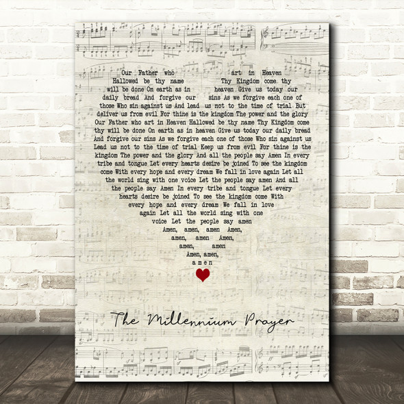 Cliff Richard The Millennium Prayer Script Heart Decorative Wall Art Gift Song Lyric Print