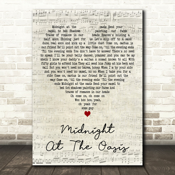 Maria Muldaur Midnight At The Oasis Script Heart Decorative Wall Art Gift Song Lyric Print