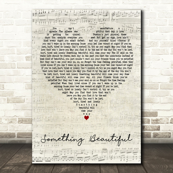 Robbie Williams Something Beautiful Script Heart Decorative Wall Art Gift Song Lyric Print