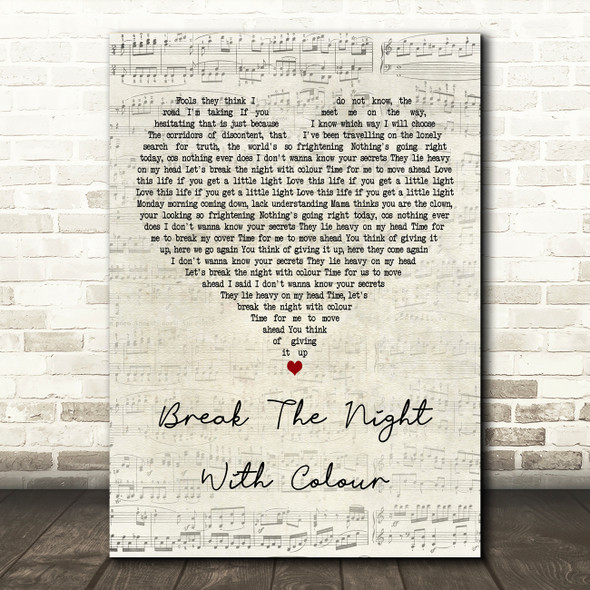 Richard Ashcroft Break The Night With Colour Script Heart Decorative Gift Song Lyric Print