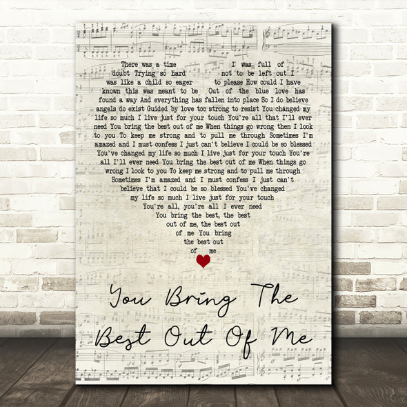 Michael Ball You Bring the Best Out of Me Script Heart Decorative Gift Song Lyric Print