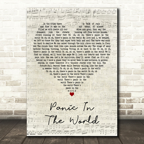 Be Bop Deluxe Panic In The World Script Heart Decorative Wall Art Gift Song Lyric Print