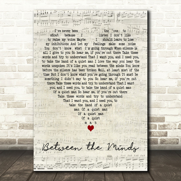 Jack Savoretti Between the Minds Script Heart Decorative Wall Art Gift Song Lyric Print