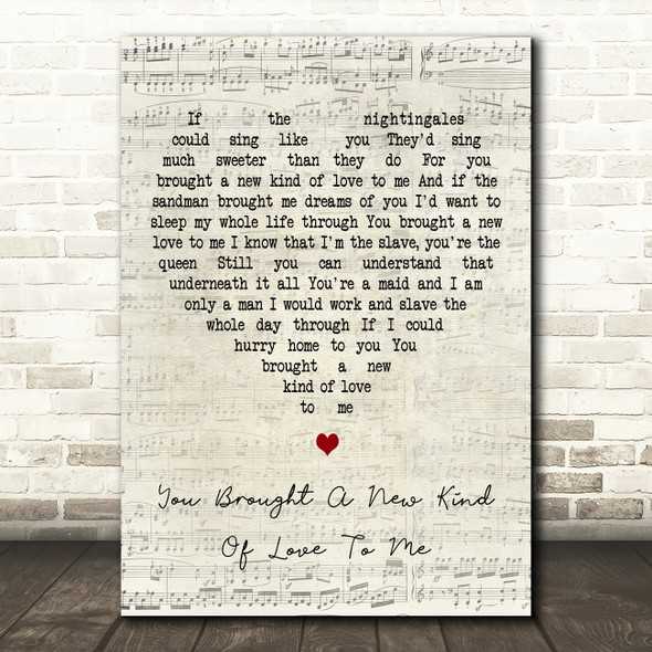 Frank Sinatra You Brought A New Kind Of Love To Me Script Heart Gift Song Lyric Print