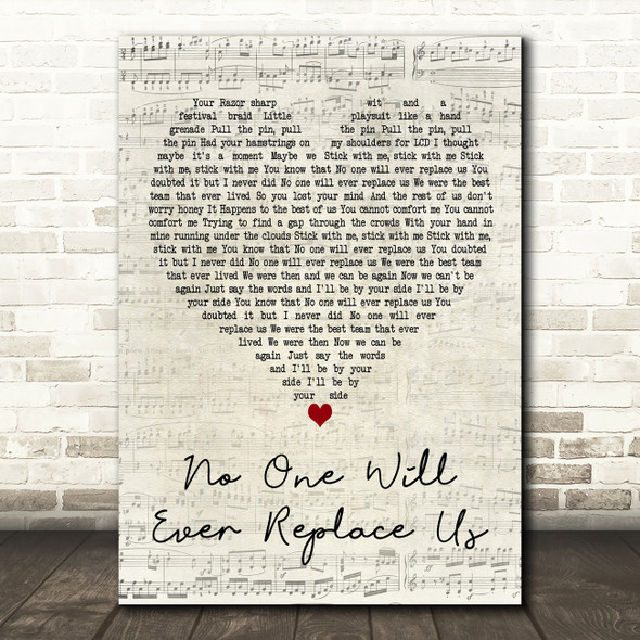 Courteeners No One Will Ever Replace Us Script Heart Decorative Gift Song Lyric Print