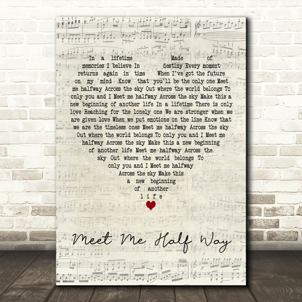 Kenny Loggins Meet Me Half Way Script Heart Decorative Wall Art Gift Song Lyric Print