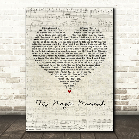 Marvin Gaye This Magic Moment Script Heart Decorative Wall Art Gift Song Lyric Print