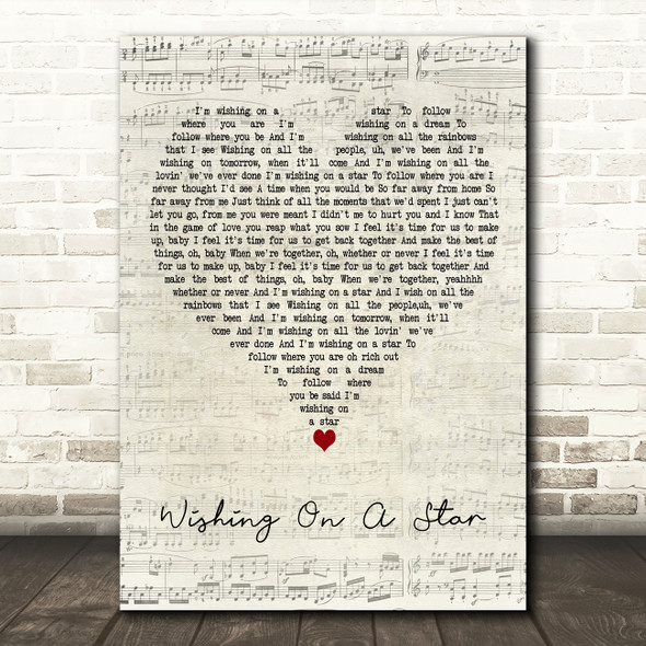 Paul Weller Wishing On A Star Script Heart Decorative Wall Art Gift Song Lyric Print