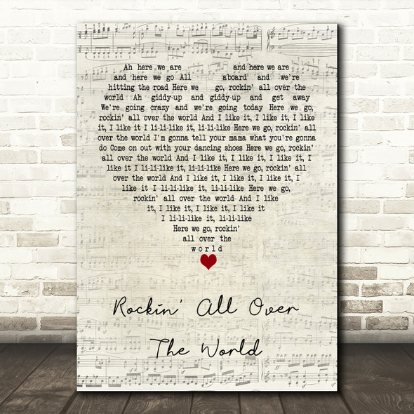 Status Quo Rockin' All Over The World Script Heart Decorative Gift Song Lyric Print