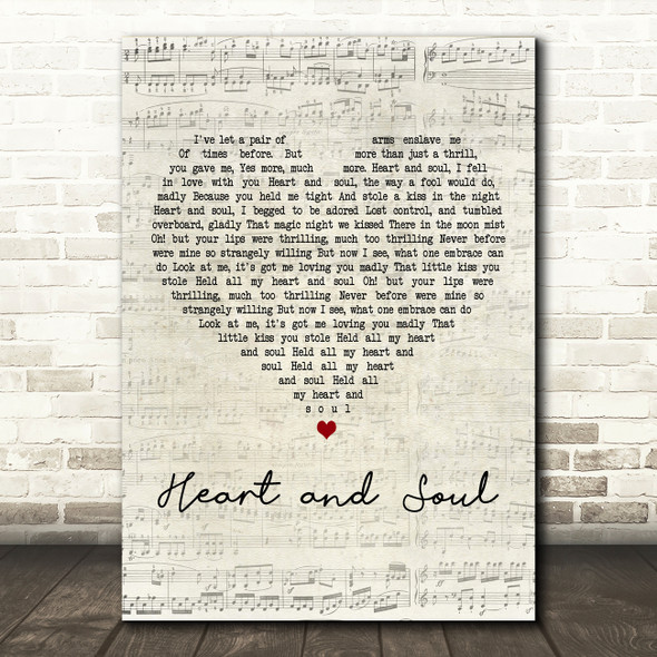 Crystal Gayle Heart and Soul Script Heart Decorative Wall Art Gift Song Lyric Print