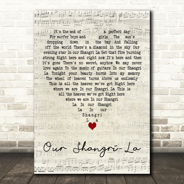 Mark Knopfler Our Shangri-La Script Heart Decorative Wall Art Gift Song Lyric Print