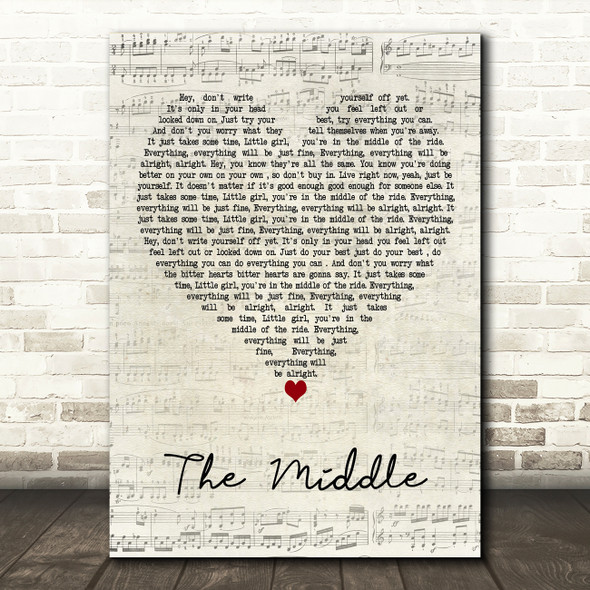 Jimmy Eat World The Middle Script Heart Decorative Wall Art Gift Song Lyric Print