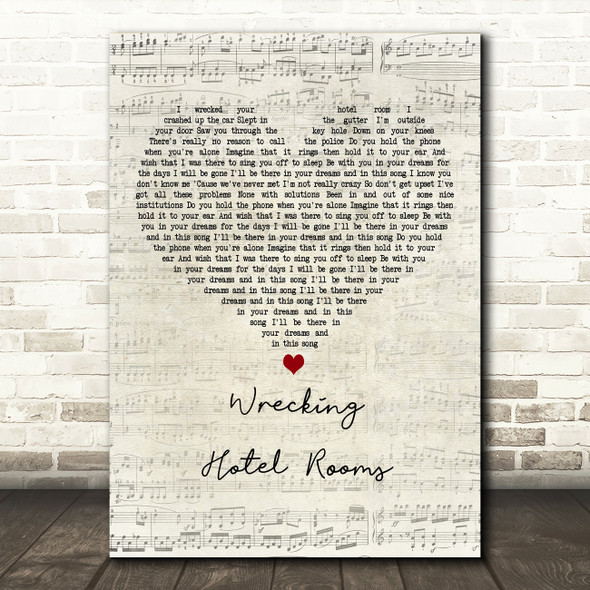 MxPx Wrecking Hotel Rooms Script Heart Decorative Wall Art Gift Song Lyric Print