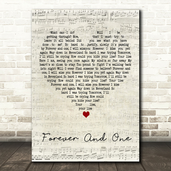 Helloween Forever And One Script Heart Decorative Wall Art Gift Song Lyric Print