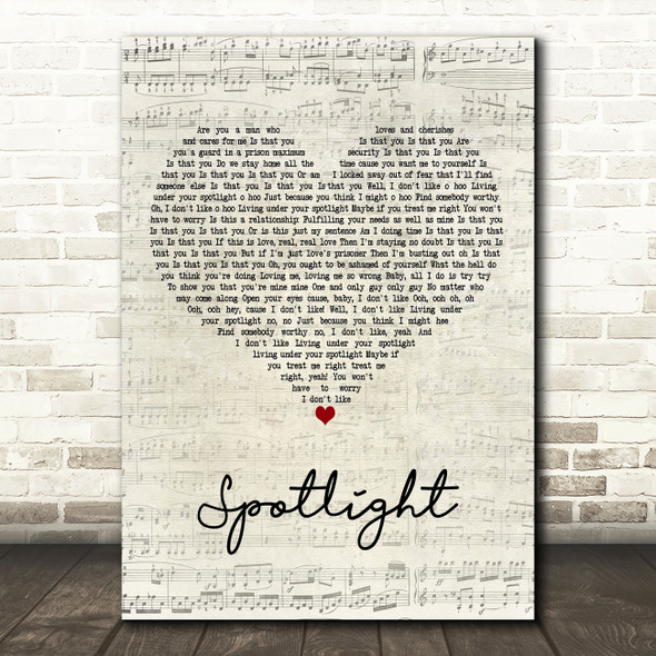 Jennifer Hudson Spotlight Script Heart Decorative Wall Art Gift Song Lyric Print