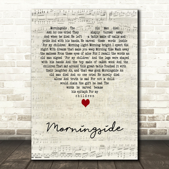 Neil Diamond Morningside Script Heart Decorative Wall Art Gift Song Lyric Print