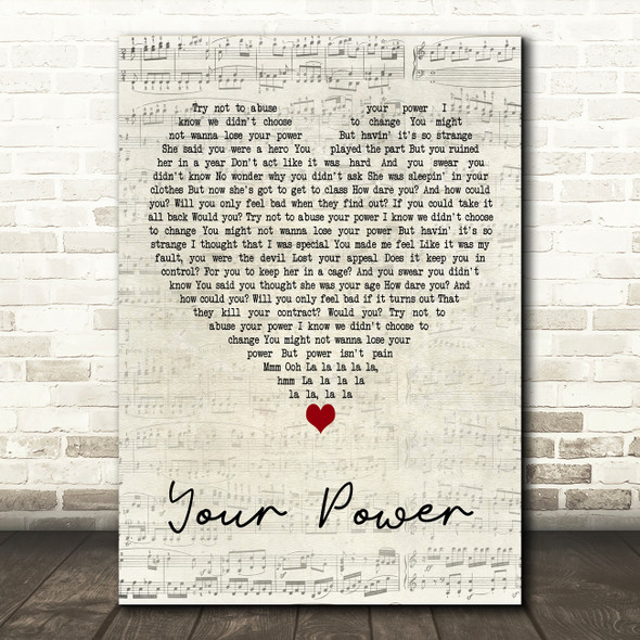 Billie Eilish Your Power Script Heart Decorative Wall Art Gift Song Lyric Print