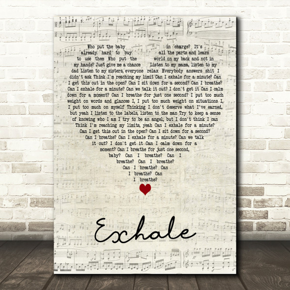 Sabrina Carpenter Exhale Script Heart Decorative Wall Art Gift Song Lyric Print