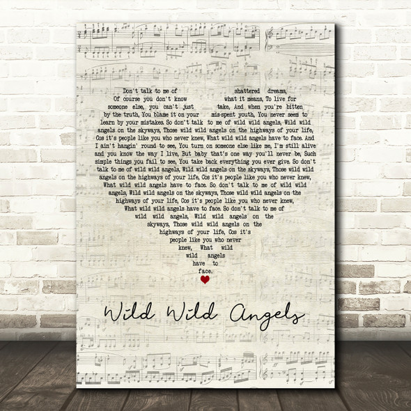 Smokie Wild Wild Angels Script Heart Decorative Wall Art Gift Song Lyric Print