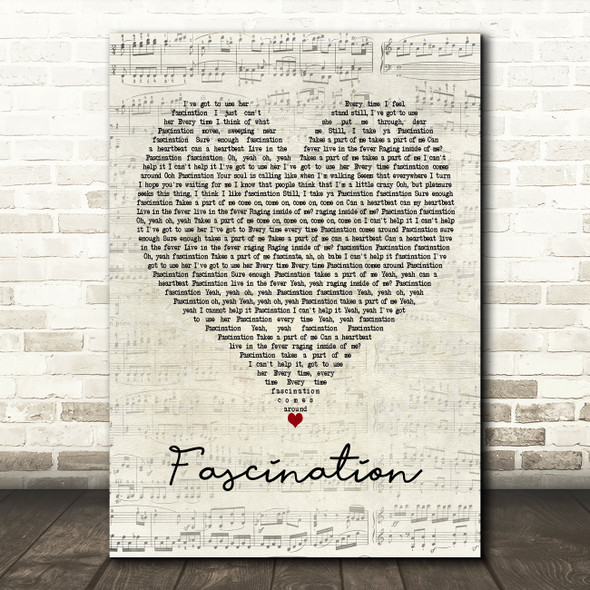 David Bowie Fascination Script Heart Decorative Wall Art Gift Song Lyric Print