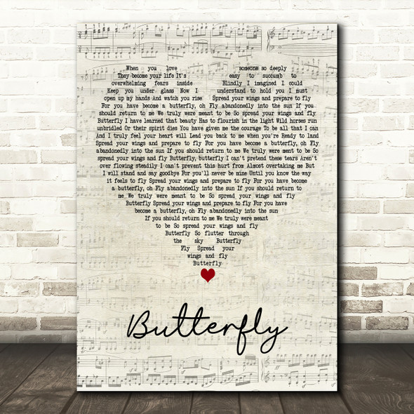 Mariah Carey Butterfly Script Heart Decorative Wall Art Gift Song Lyric Print