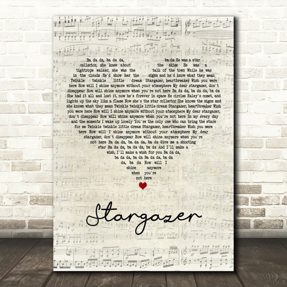 Paloma Faith Stargazer Script Heart Decorative Wall Art Gift Song Lyric Print