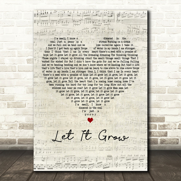 Beth Hart Let It Grow Script Heart Decorative Wall Art Gift Song Lyric Print