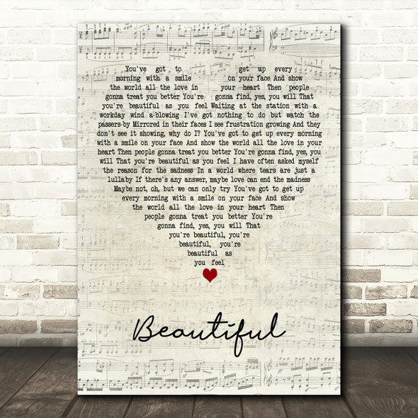 Carole King Beautiful Script Heart Decorative Wall Art Gift Song Lyric Print