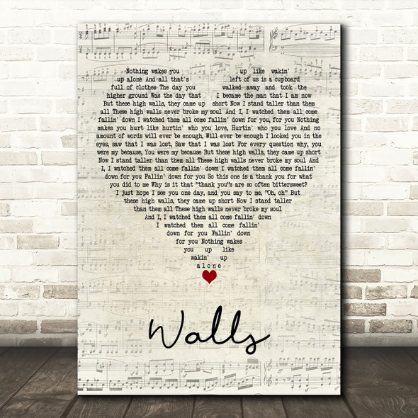 Louis Tomlinson Walls Script Heart Decorative Wall Art Gift Song Lyric Print