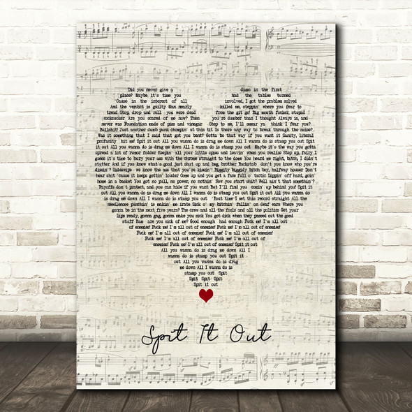 Slipknot Spit It Out Script Heart Decorative Wall Art Gift Song Lyric Print