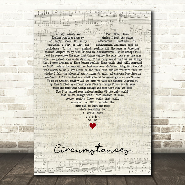 Rush Circumstances Script Heart Decorative Wall Art Gift Song Lyric Print