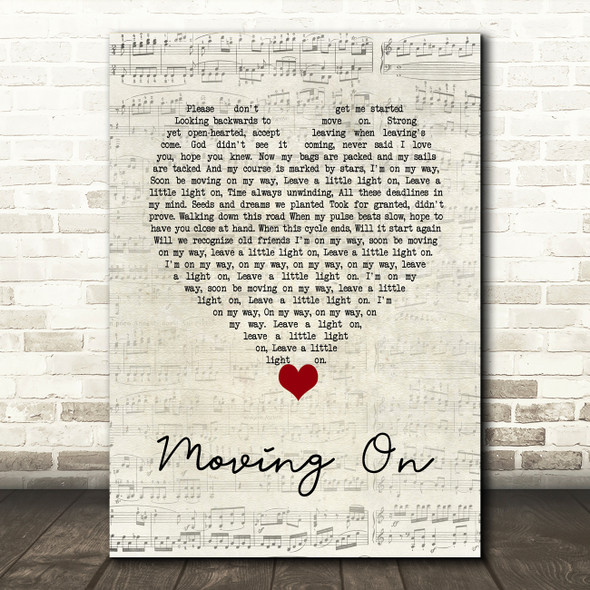 James Moving On Script Heart Decorative Wall Art Gift Song Lyric Print