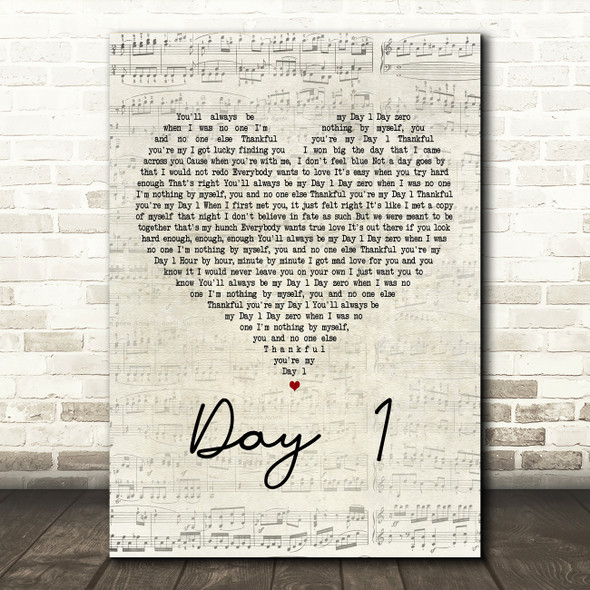 HONNE Day 1 Script Heart Decorative Wall Art Gift Song Lyric Print