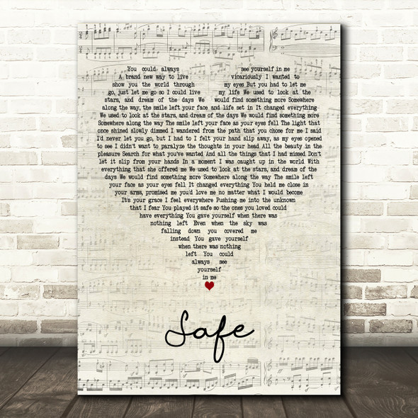 Emery Safe Script Heart Decorative Wall Art Gift Song Lyric Print