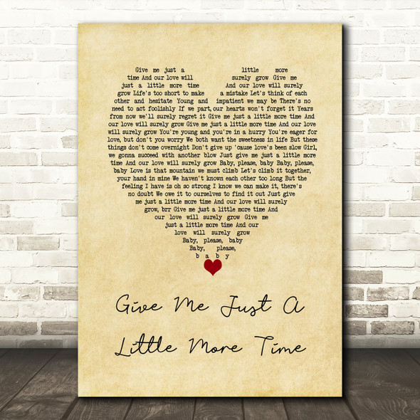 Chairmen of the Board Give Me Just A Little More Time Vintage Heart Gift Song Lyric Print