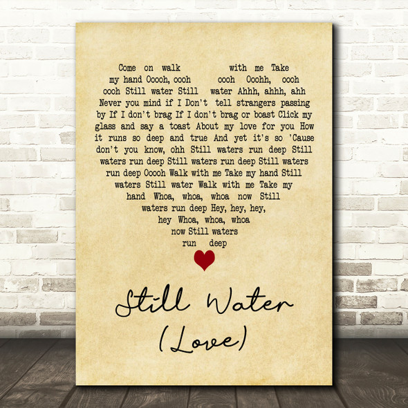 The Four Tops Still Water (Love) Vintage Heart Decorative Wall Art Gift Song Lyric Print