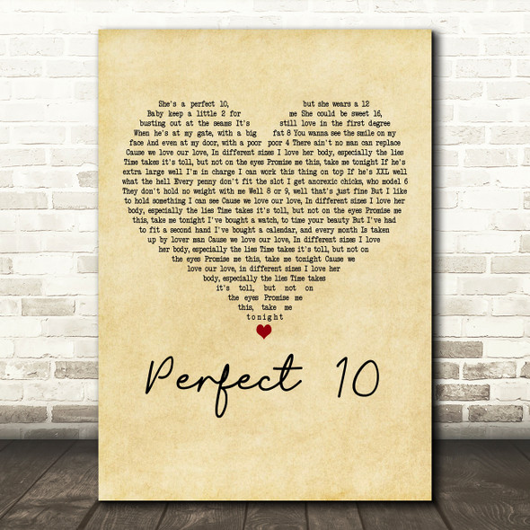 The Beautiful South Perfect 10 Vintage Heart Decorative Wall Art Gift Song Lyric Print