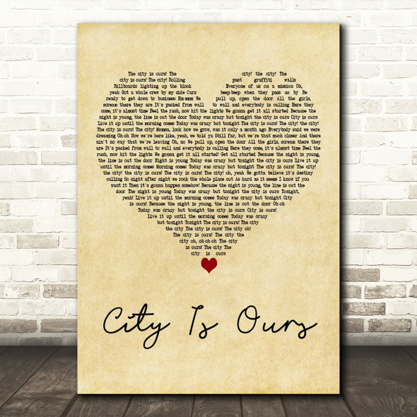 Big Time Rush City Is Ours Vintage Heart Decorative Wall Art Gift Song Lyric Print