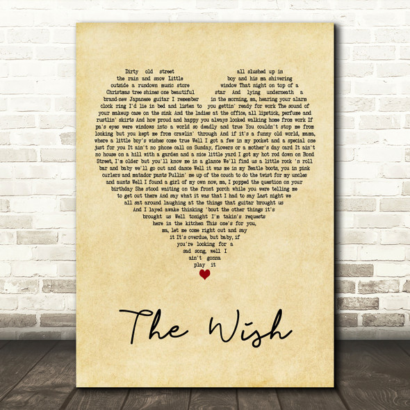 Bruce Springsteen The Wish Vintage Heart Decorative Wall Art Gift Song Lyric Print